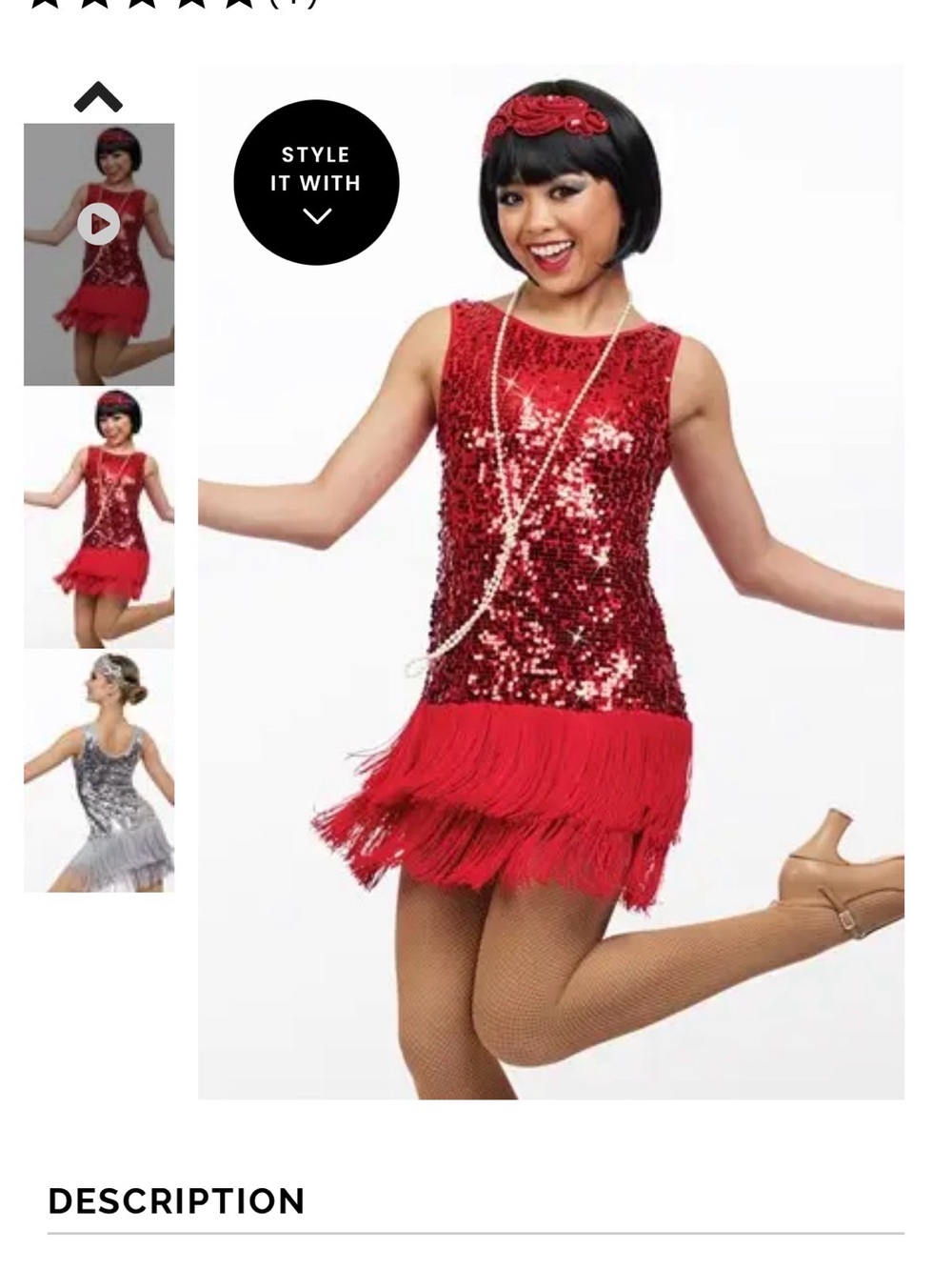 Weissman Red Sequin Flapper Dance Costume with Fringe